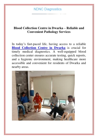 Blood Collection Centre in Dwarka  Reliable and Convenient Pathology Services