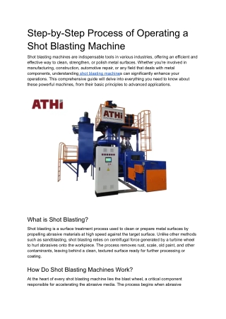 Step-by-Step Process of Operating a Shot Blasting Machine