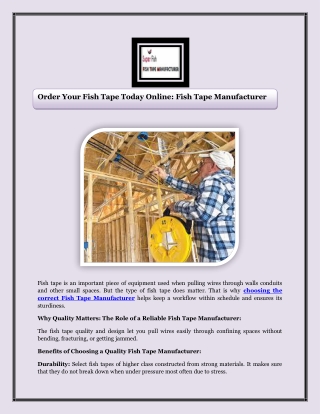 Order Your Fish Tape Today Online Fish Tape Manufacturer