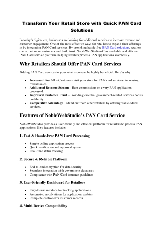 Transform Your Retail Store with Quick PAN Card Solutions