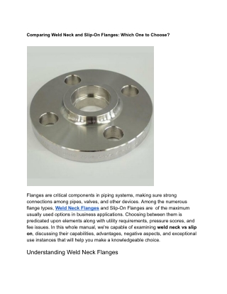 Comparing Weld Neck and Slip-On Flanges_ Which One to Choose_