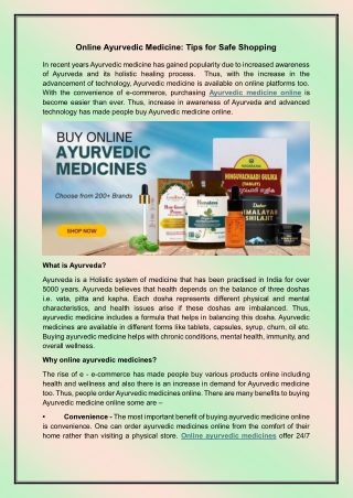 Online Ayurvedic Medicine Tips for Safe Shopping