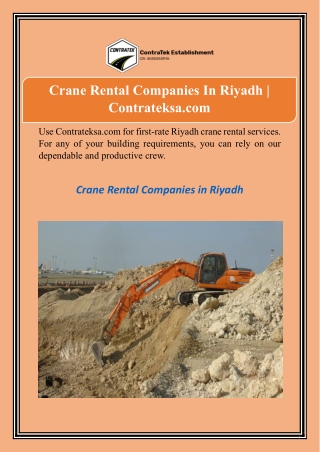 Crane Rental Companies In Riyadh | Contrateksa.com