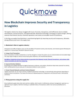 How Blockchain Improves Security and Transparency in Logistics