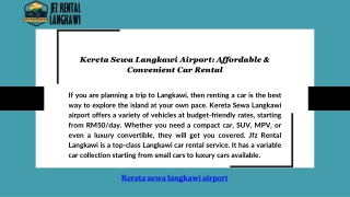 Kereta Sewa Langkawi Airport: Affordable & Convenient Car Rental