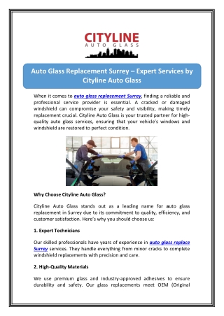 Get Expert Auto Glass Replacement Surrey for Safe Driving