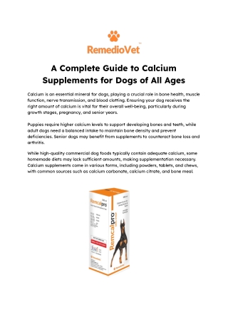 A Complete Guide to Calcium Supplements for Dogs of All Ages