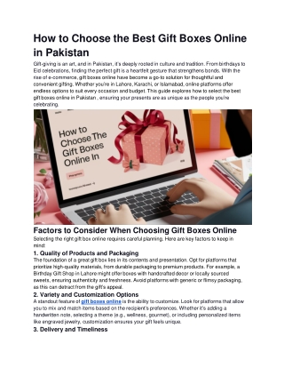 How to Choose the Best Gift Boxes Online in Pakistan