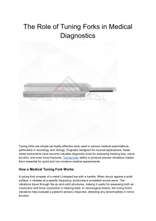 The Role of Tuning Forks in Medical Diagnostics