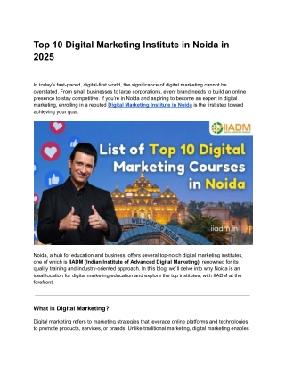 Top 10 Digital Marketing Institute in Noida in 2025