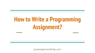 How to Write a Programming Assignment