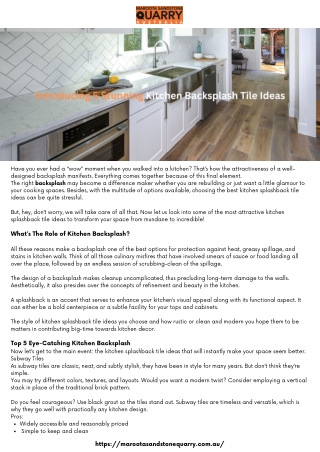 Introducing 5 Stunning Kitchen Backsplash Tile Ideas