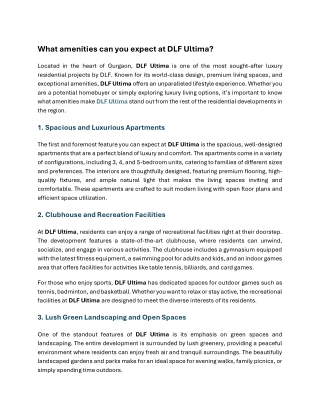 DLF Ultima: Experience Luxury Living at Its Finest