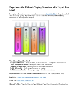 Experience the Ultimate Vaping Sensation with Hayati Pro Max