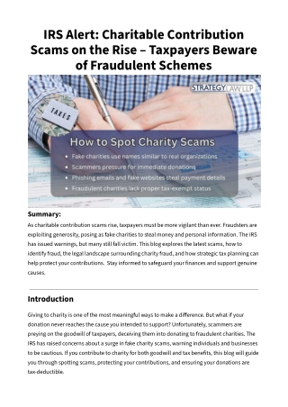 IRS Alert_ Charitable Contribution Scams on the Rise – Taxpayers Beware of Fraudulent Schemes