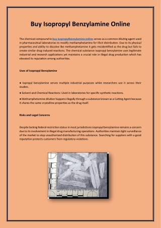 Buy Isopropyl Benzylamine Online