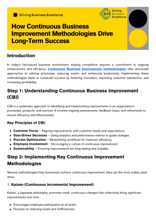 Top Continuous Business Improvement Methods for Growth & Efficiency