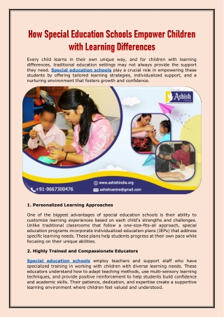 How Special Education Schools Empower Children with Learning Differences