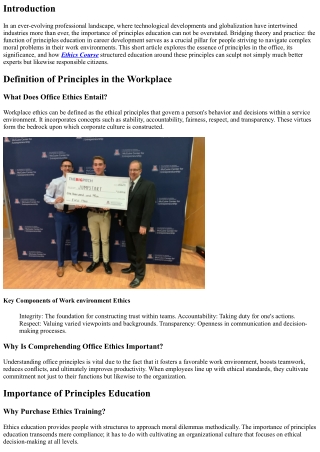 Bridging Theory and Practice: The Role of Principles Education in Profession Dev