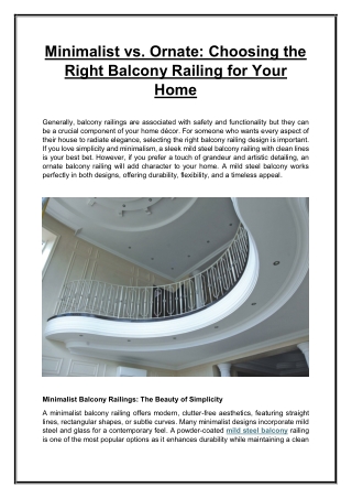 Minimalist vs. Ornate: Choosing the Right Balcony Railing for Your Home