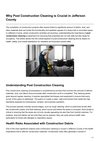 Why Post Construction Cleaning is Crucial in Jefferson County