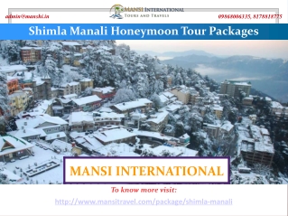 Shimla Manali Honeymoon Tour Packages