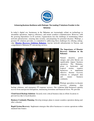 Enhancing Business Resilience with Pbshope The Leading IT Solutions Provider in the Bahamas