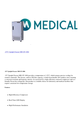 -25℃ Upright Freezer MD-UF-1004