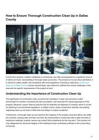 How to Ensure Thorough Construction Clean Up in Dallas County