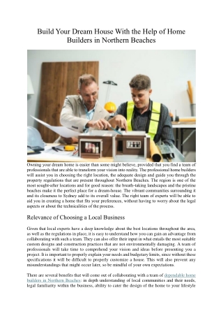 Build Your Dream House With the Help of Home Builders in Northern Beaches