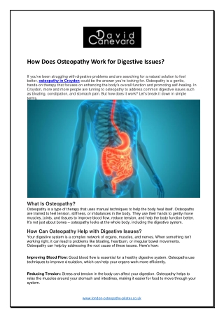 How Does Osteopathy Work for Digestive Issues