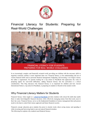 Financial Literacy for Students_ Preparing for Real-World Challenges