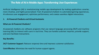 The Role of AI in Mobile Apps: Enhancing User Experience with Smart Technology