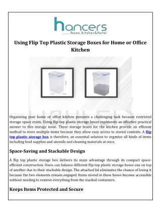 Using Flip Top Plastic Storage Boxes for Home or Office Kitchen