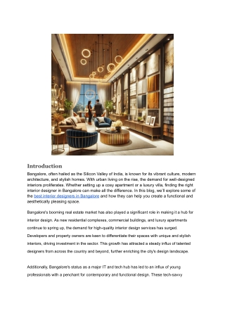 Best Interior Designer in Bangalore_ Transforming Spaces with Style