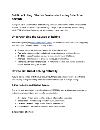 Get Rid of Itching: Effective Solutions for Lasting Relief from ECZEND
