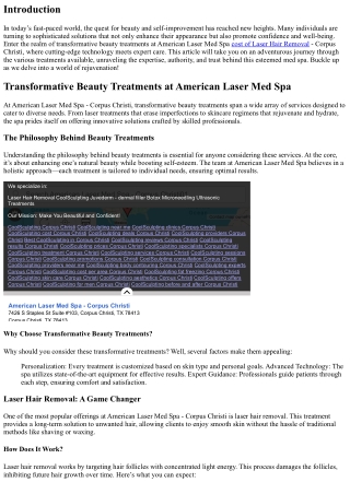 Transformative Beauty Treatments at American Laser Med Spa