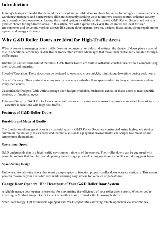 Why G&D Roller Doors Are Ideal for High-Traffic Areas