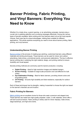 Banner Printing, Fabric Printing, and Vinyl Banners_ Everything You Need to Know