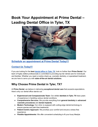 Book Your Appointment at Prime Dental – Leading Dental Office in Tyler, TX