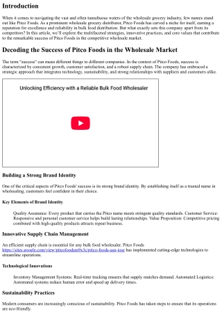 Decoding the Success of Pitco Foods in the Wholesale Market