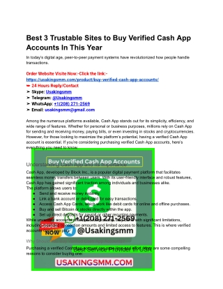 Best 3 Trustable Sites to Buy Verified Cash App Accounts In This Year