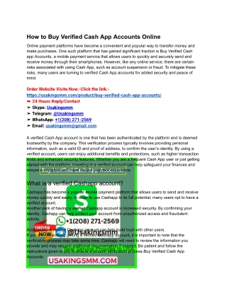 How to Buy Verified Cash App Accounts Online