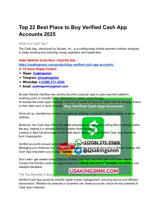 Top 22 Best Place to Buy Verified Cash App Accounts 2025