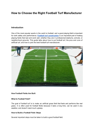 How to Choose the Right Football Turf Manufacturer