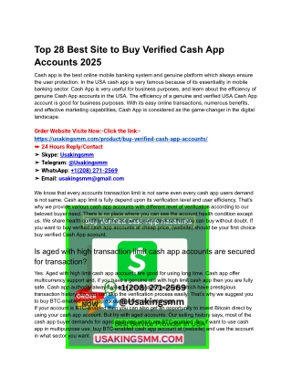 Top 28 Best Site to Buy Verified Cash App Accounts 2025