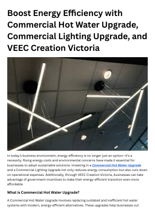 Boost Energy Efficiency with Commercial Hot Water Upgrade