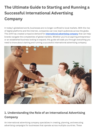 The Ultimate Guide to Starting and Running a Successful International Advertising Company