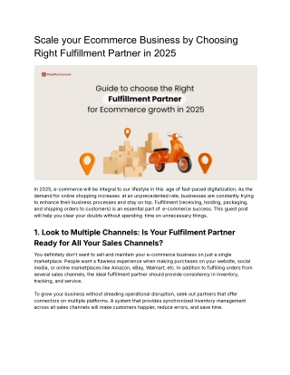 Scale your Ecommerce Business by Choosing Right Fulfillment Partner in 2025