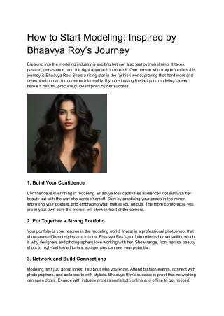 How to Start Modeling: Inspired by Bhaavya Roy’s Journey